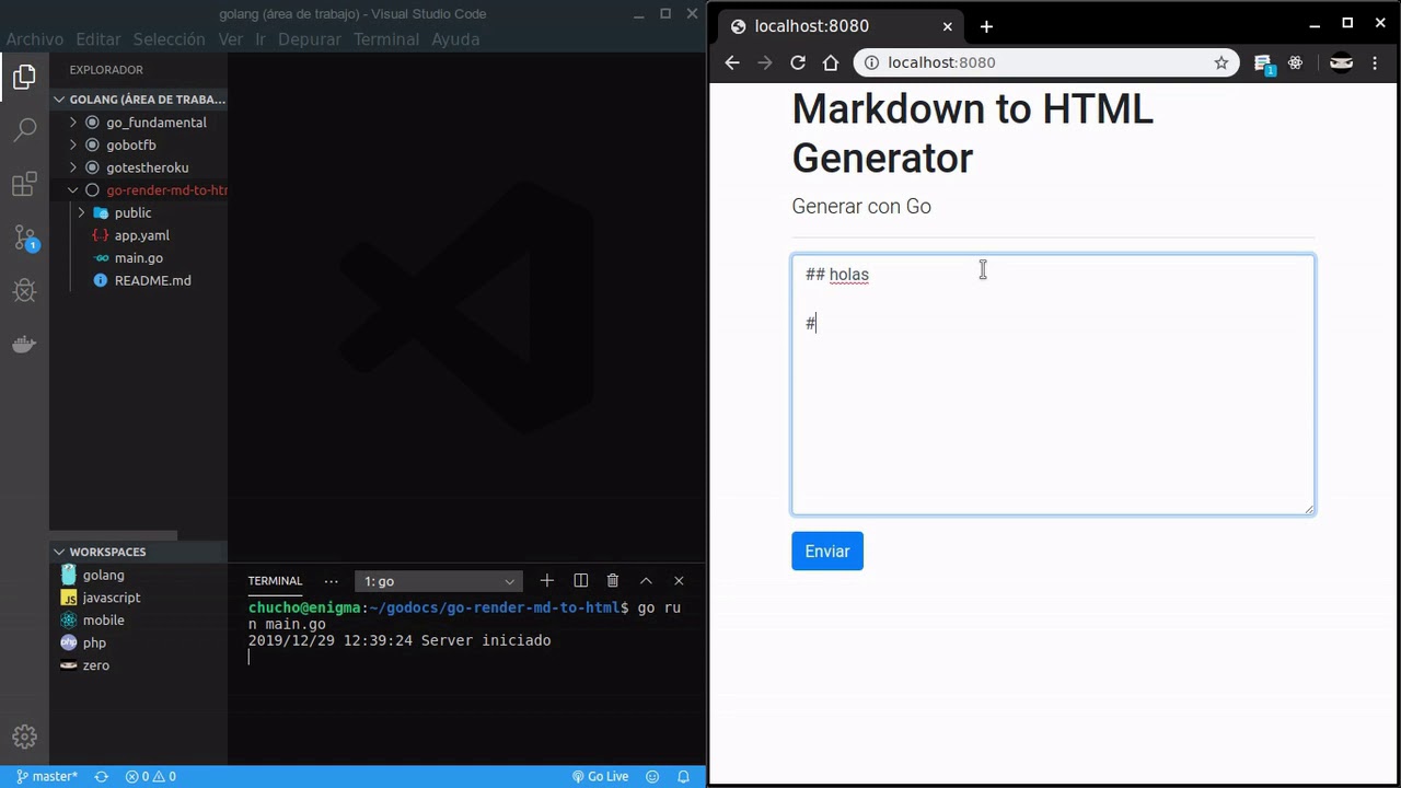 Markdown to html linux